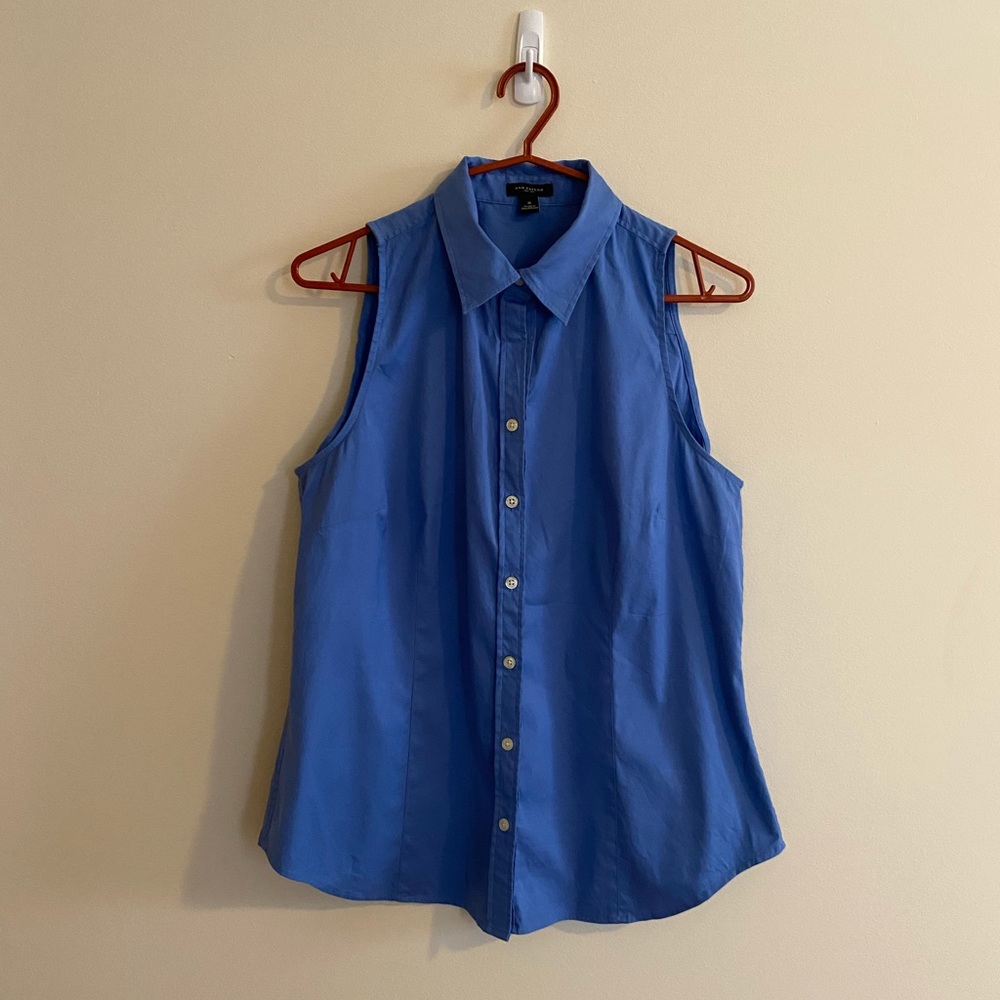Sleeveless Blue Dress Shirt